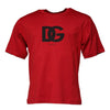 Dolce & Gabbana Red Logo Print Cotton Crew Neck T-shirt