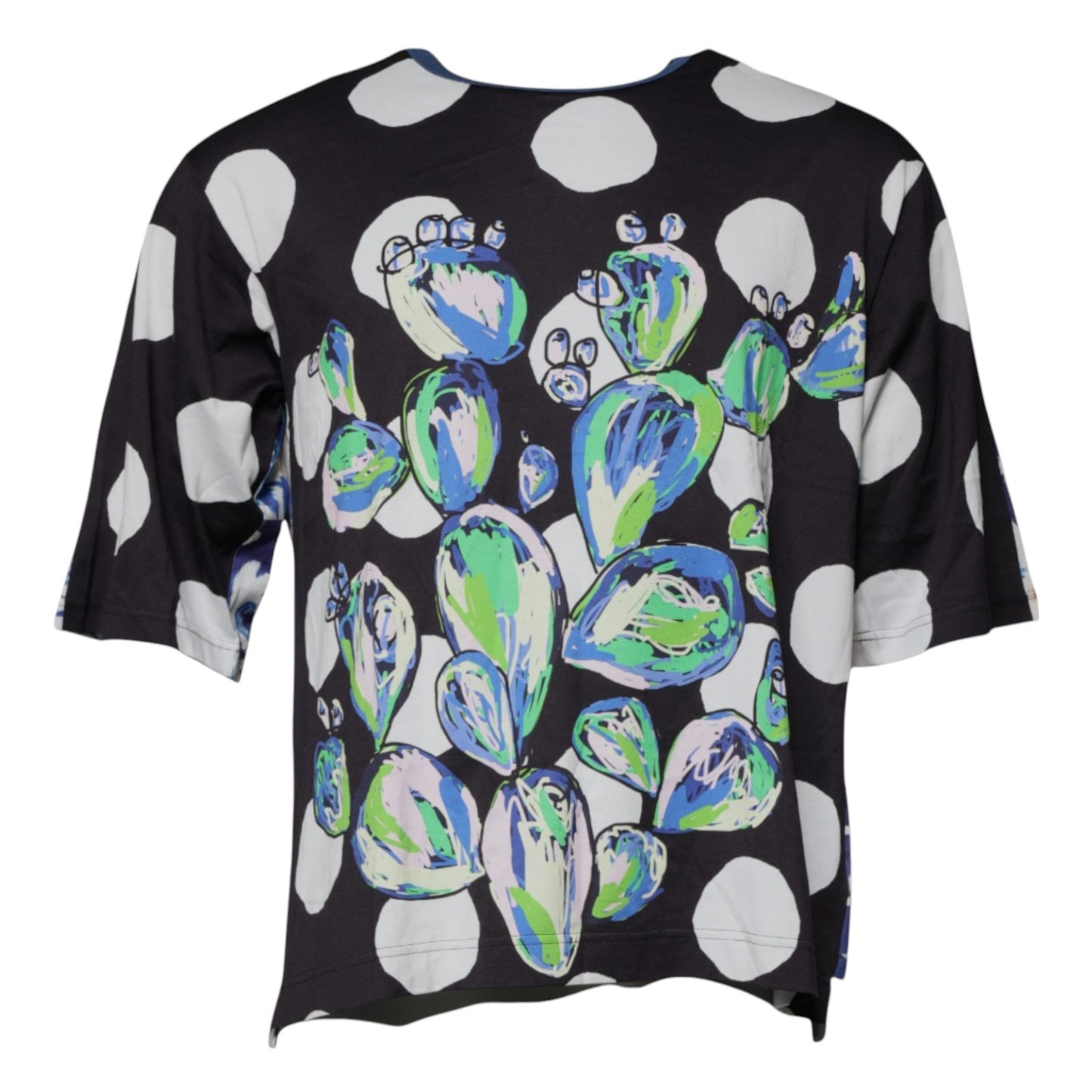 Dolce & Gabbana Black White Printed Cotton Crew Neck T-shirt