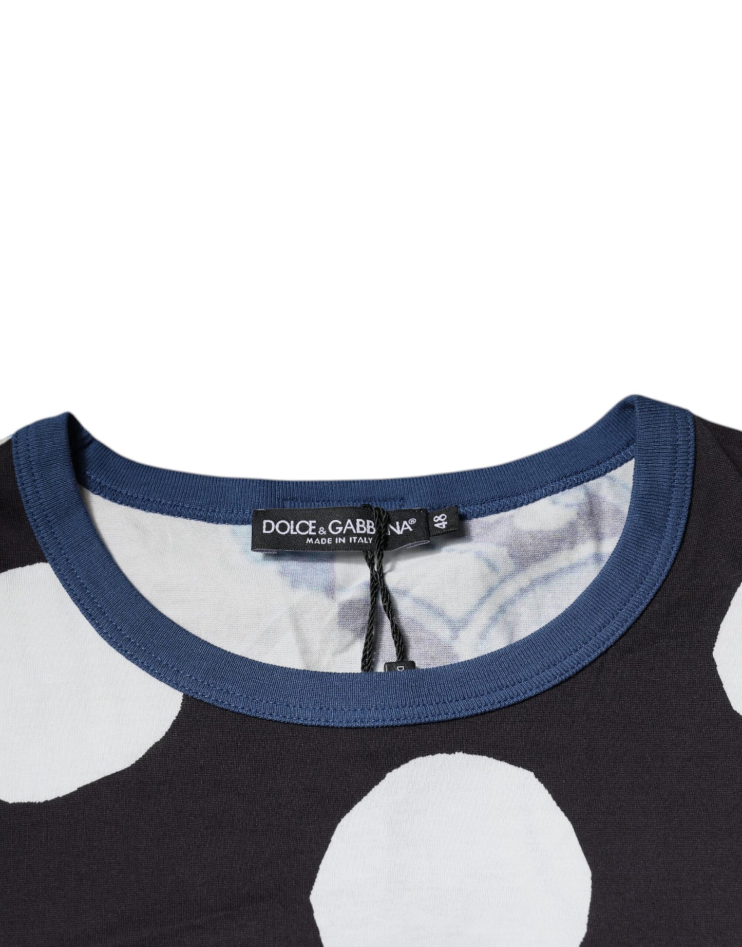 Dolce & Gabbana Black White Printed Cotton Crew Neck T-shirt