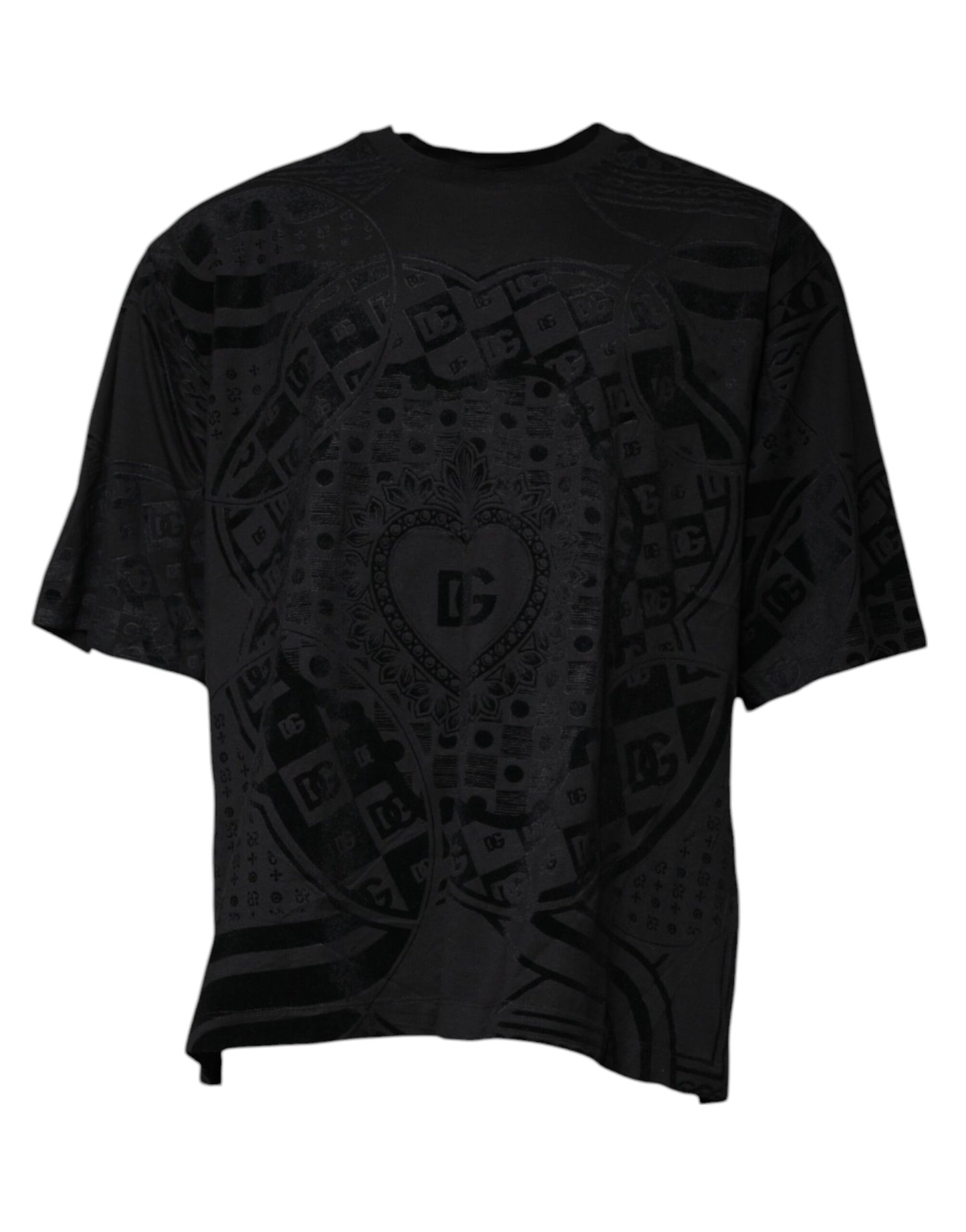 Dolce & Gabbana Black Logo Monogram Cotton Crew Neck T-shirt