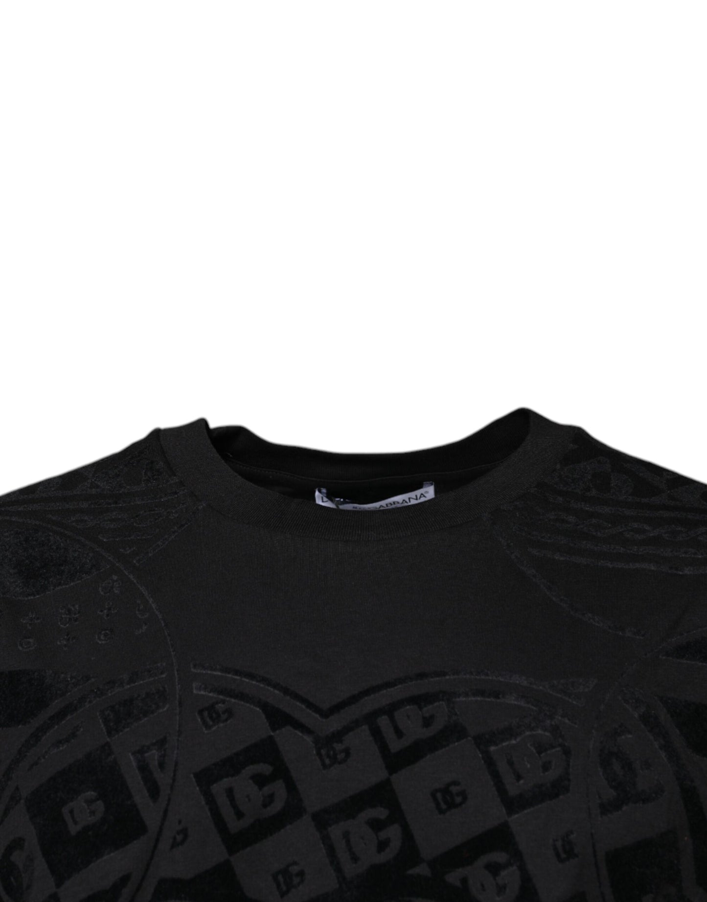 Dolce & Gabbana Black Logo Monogram Cotton Crew Neck T-shirt