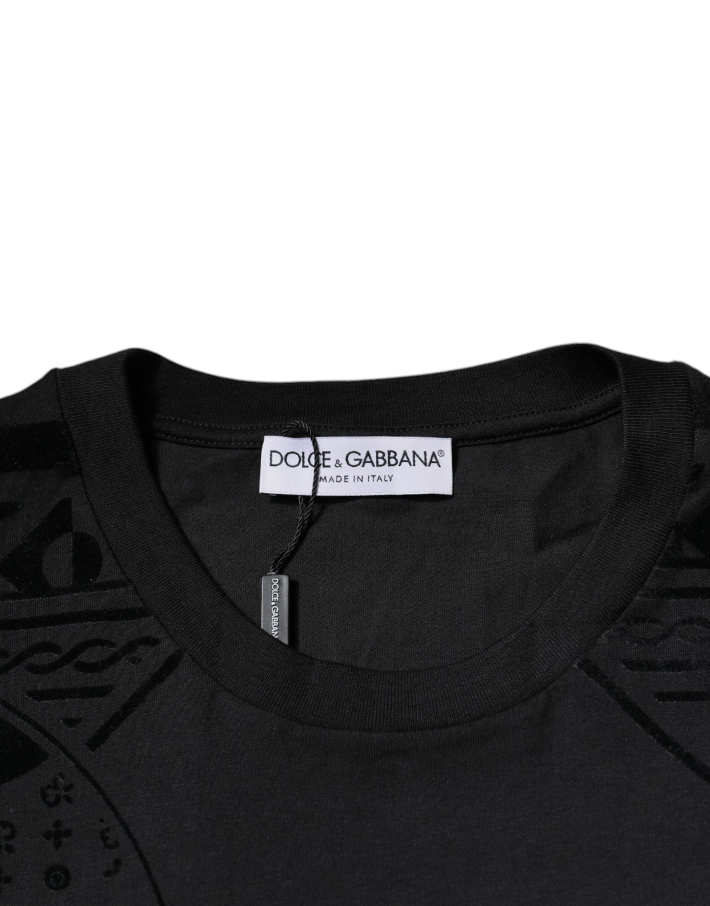 Dolce & Gabbana Black Logo Monogram Cotton Crew Neck T-shirt