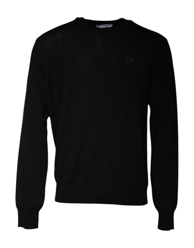 Dolce & Gabbana Black Wool Crew Neck Pullover Sweater