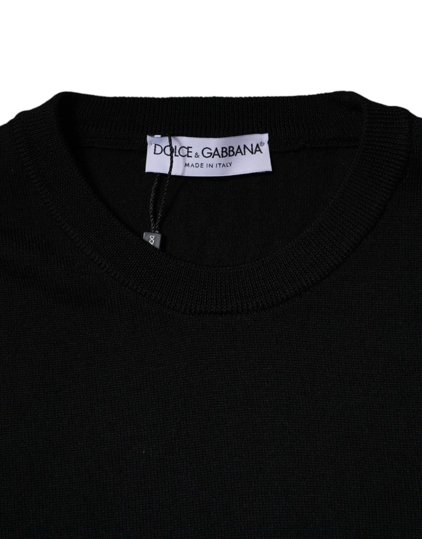 Dolce & Gabbana Black Wool Crew Neck Pullover Sweater