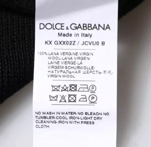 Dolce & Gabbana Black Wool Crew Neck Pullover Sweater