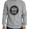 Dolce & Gabbana Gray Crown King Print Cotton Pullover Sweater