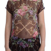 Dolce & Gabbana Elegant Floral Silk Blouse with Cap Sleeves