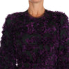 Dolce & Gabbana Elegant Fringe Sheath Dress in Purple & Black