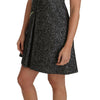 Dolce & Gabbana Elegant Gray Mini A-Line Dress with Purple Tulip