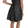 Dolce & Gabbana Elegant Gray Mini A-Line Dress with Purple Tulip