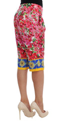 Multicolor Floral Silk Capri Pants