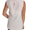 Dolce & Gabbana Elegant White Silk Sleeveless Top with Lace Detail