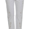 Dolce & Gabbana Elegant White Floral Cutout Dress Pants