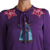 Dolce & Gabbana Enchanted Purple Silk Crystal Blouse