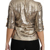 Dolce & Gabbana Gold Parrot Motif Crewneck Blouse with Crystals