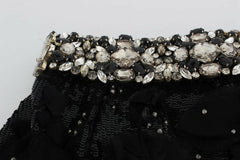 Crystal Sequined Silk High Waist Shorts