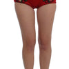 Dolce & Gabbana Ravishing Red Silk Embroidered Shorts