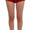 Dolce & Gabbana Red Silk Crystal-Embellished Mini Shorts