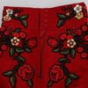 Dolce & Gabbana Glamorous Red Silk Floral Embroidered Shorts