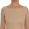 Dolce & Gabbana Elegant Beige Silk Full Length Sheath Dress