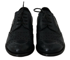 Dolce & Gabbana Elegant Blue Leather Wingtip Derby Shoes