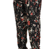 Dolce & Gabbana Elegant Black Silk Lounge Pants with Red Print