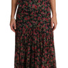 Dolce & Gabbana Elegant Black Silk Floral A-Line Gown