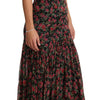 Dolce & Gabbana Elegant Black Silk Floral A-Line Gown