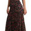 Dolce & Gabbana Elegant Black Silk Floral A-Line Gown