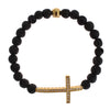 Nialaya Elegant Gold & Black Lava Stone Bracelet