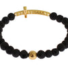 Nialaya Elegant Gold & Black Lava Stone Bracelet