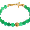 Nialaya Elegant Green Jade Bead & Gold Plated Bracelet