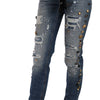 Dolce & Gabbana Crystal Embellished Luxury Denim Jeans