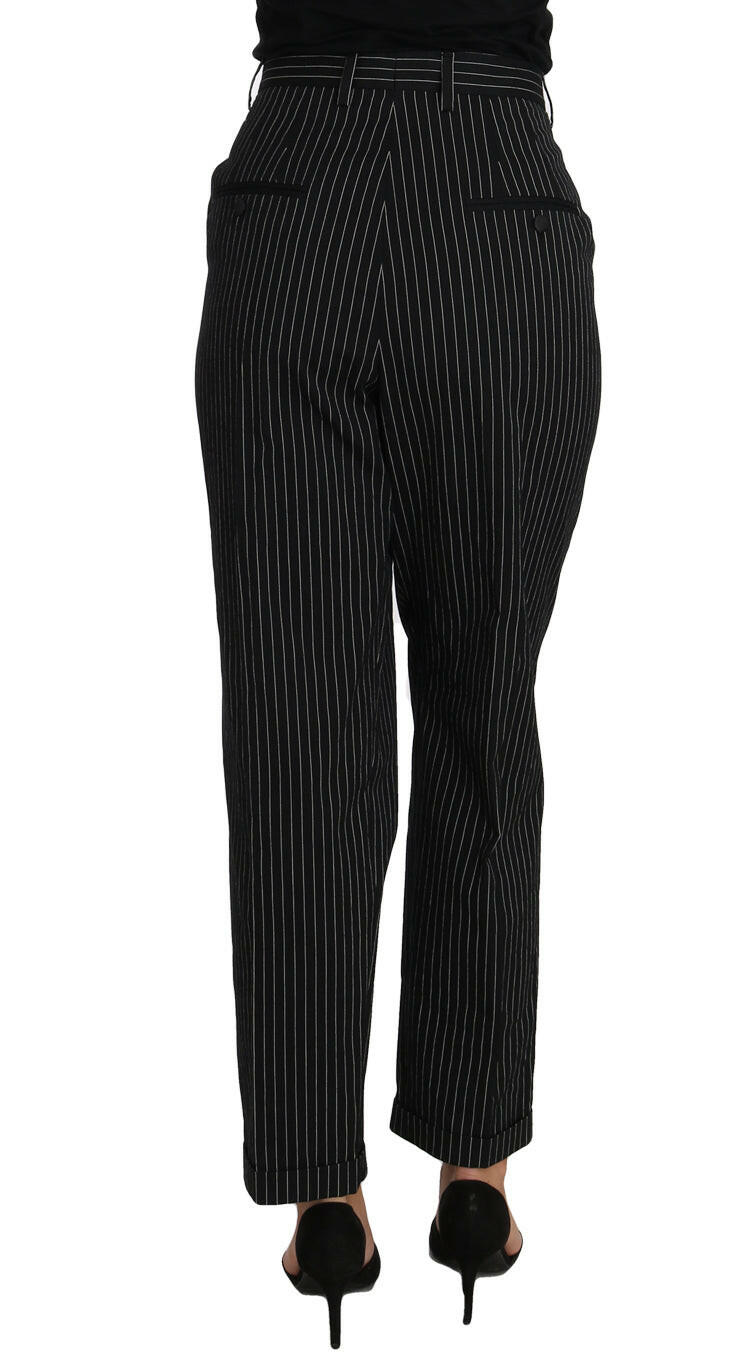 Dolce & Gabbana Elegant Black Pinstripe Dress Pants