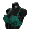 Dolce & Gabbana Enchanting Green Floral Lace Silk Bra